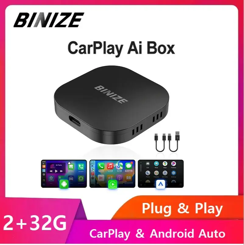 

Binize Carplay Ai Box Android Auto Wireless Carplay Adapter 4-Core 2G 32G Car Multimedia Player For Volvo Mazda VW Kia Toyota