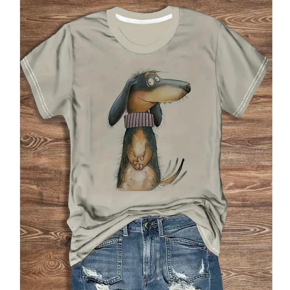 

2024 New Style T-shirt For Women Dog Printed Funny Tees Oversized T-Shirt Summer Women Clothing Short Sleeve Fashion Crew Neck