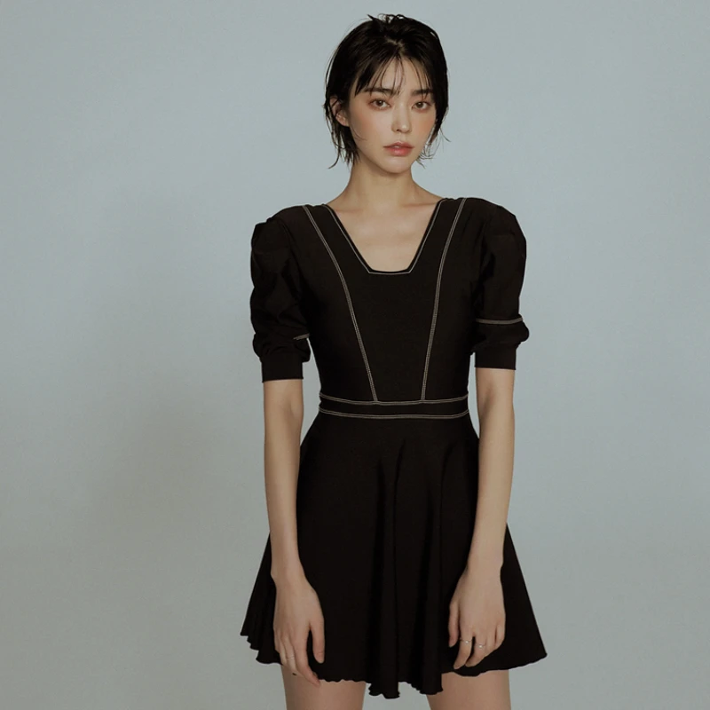 

Слитный купальник Y2k, консервативный чехол, тонкая юбка для живота, купальник, пикантный купальник с открытой спиной в корейском Instagram