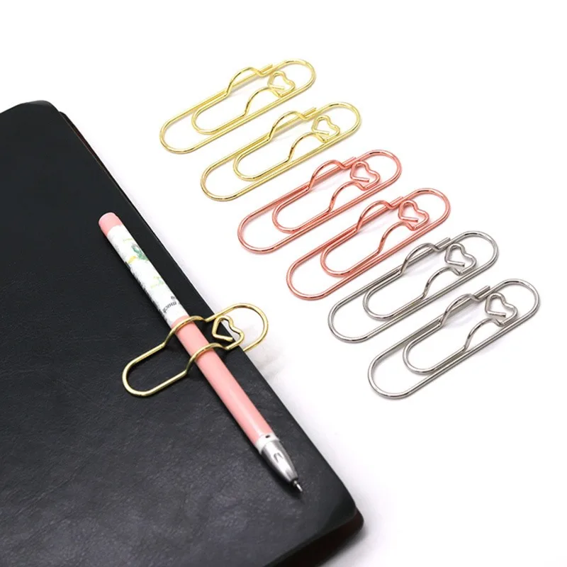 5Pcs Paper Clips Metal Pen Holder Clip School Bookmarks Photo Memo Ticket Clip Stationery Office School Supplies