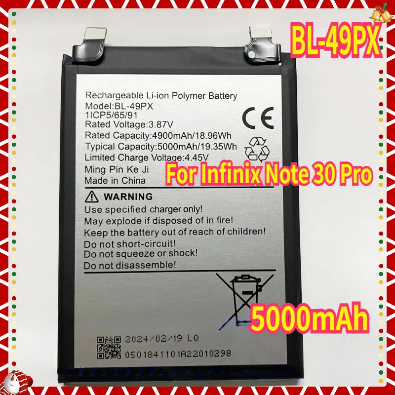 Battery BL-49PX For Infinix Note 30 Pro Mobile Phone Batteries 3.87V 5000mAh BL-49PT