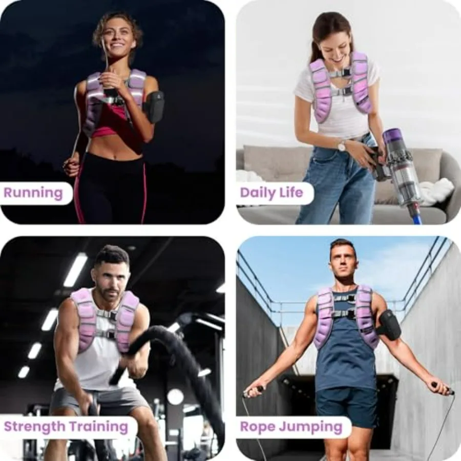 Adjustable Weighted Vest for Women Men, 14-18lb Weight Vest with 4 Removable Iron Weights, Phone Holder and Back Pocket, Vest fo