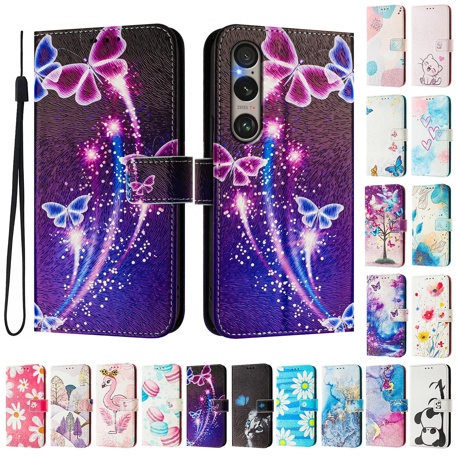 Leather Magnetic Flip Wallet Phone Case with Card Slots and Holder