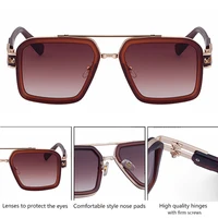 Lunettes de soleil carrées steampunk surdimensionnées pour hommes, grandes, marque de luxe vintage 2026, pour la conduite en extérieur, tendance, à double pont 6