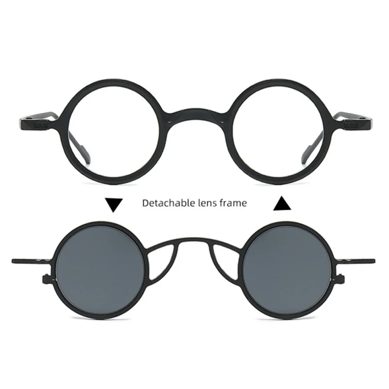 Vintage 80s Style Retro Round Sunglasses with Detachable UV400 Lens and Anti Blue Light Protection