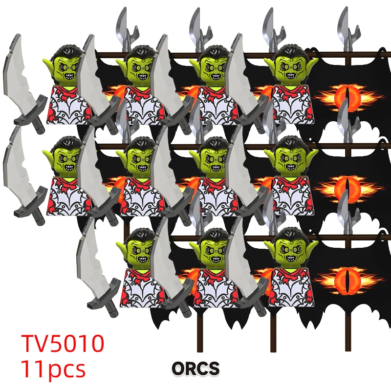 11pcs 중세 엘프 Rohan 군인 가드 육군 Lotr 액션 인형 미니 빌딩 블록 조립 빌딩 블록 MOC 어린이 선물