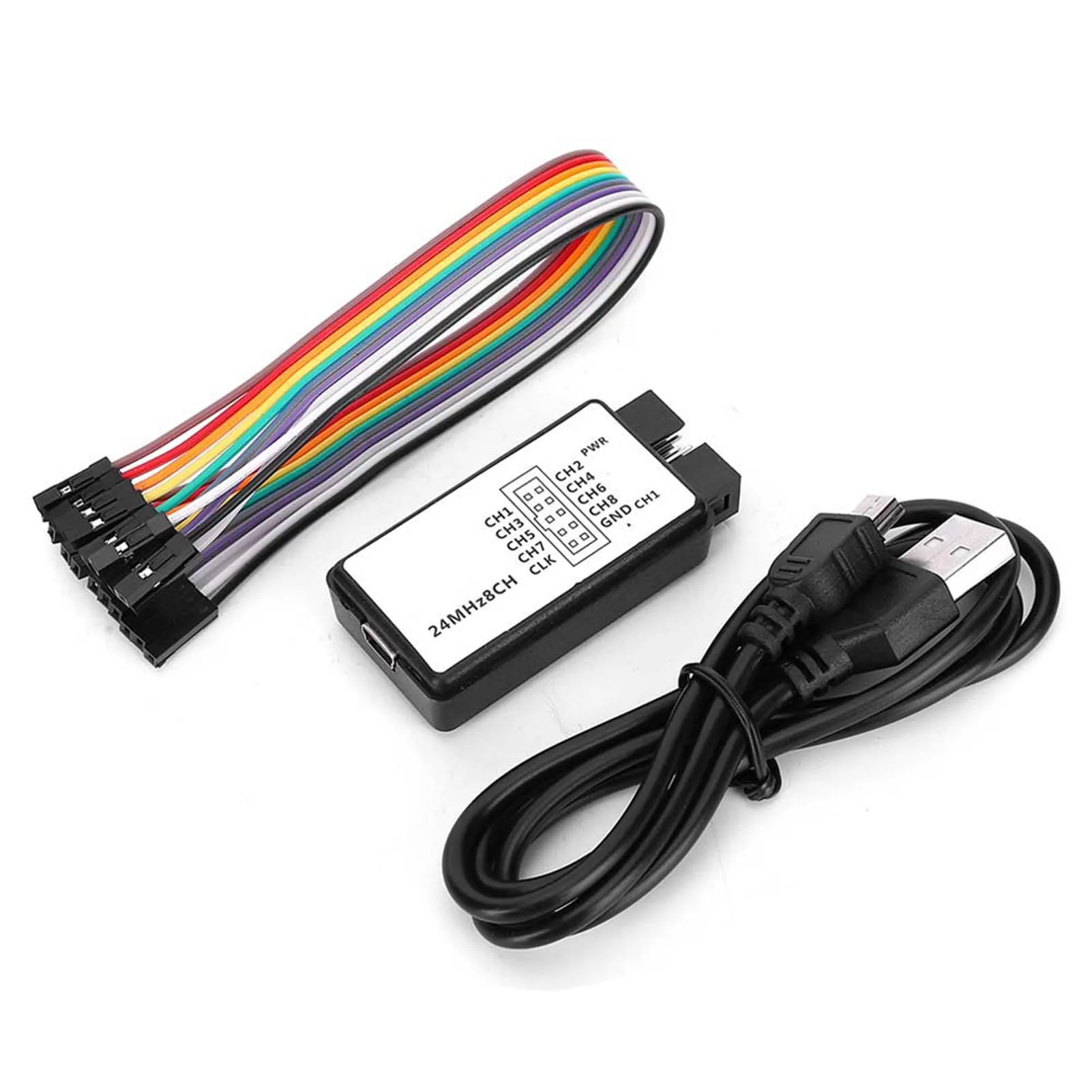 Logic Analyzer Logic Analyzer 24MHz USB Logic Analyzer Device Set Mini Digital Pocket Size 8 Channel Input Memory 24MHz Device