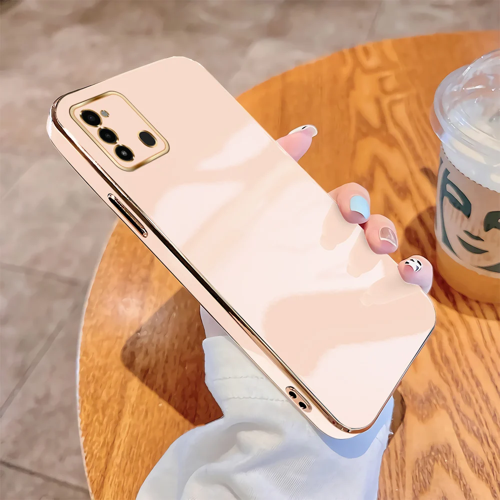 

For Tecno Spark Go 2022 2021 2020 Soft Original Square Cases Luxury Plating Soft TPU Cover Shockproof Case