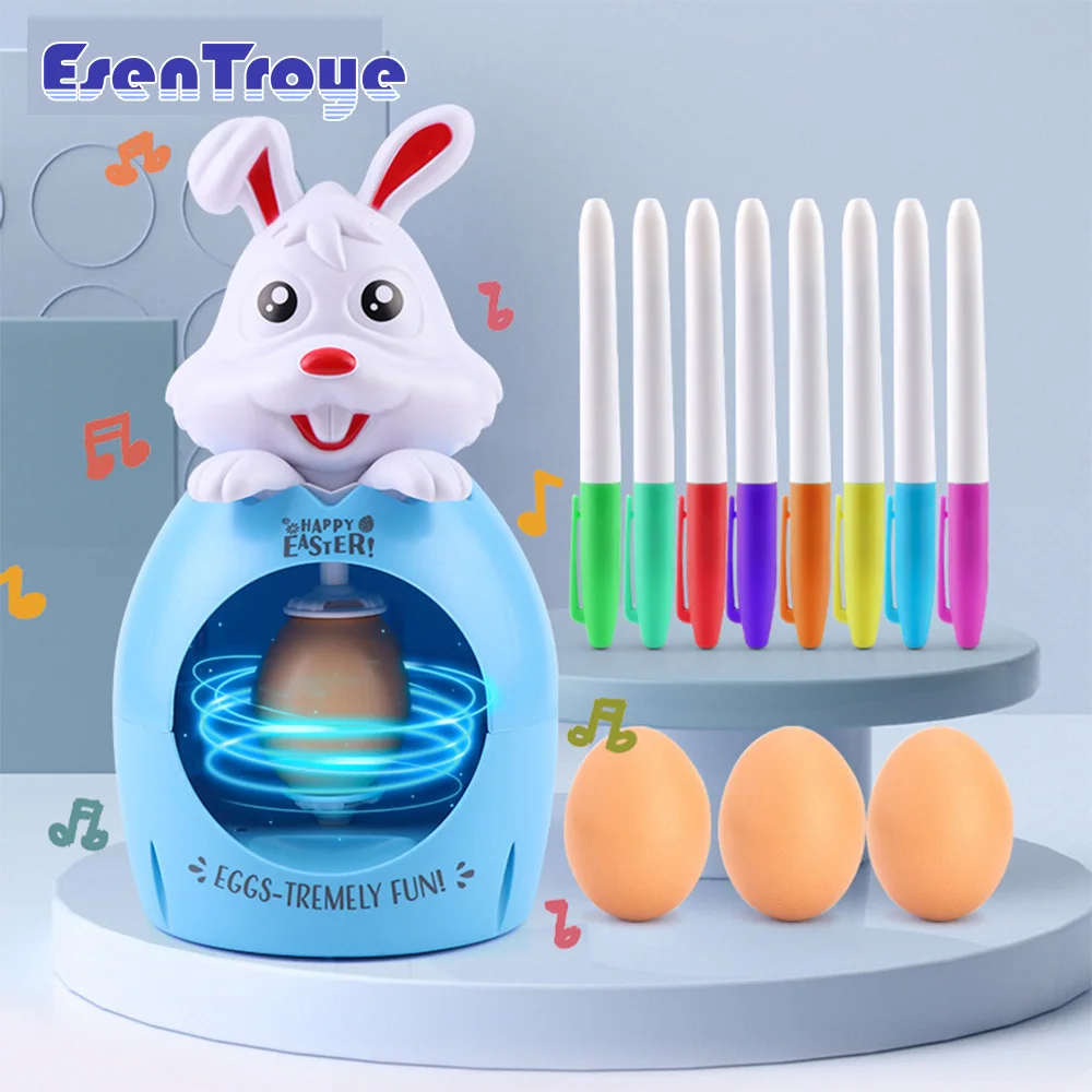 Пасхальное яйцо, «сделай сам», граффити, электрическая вращающаяся машина с подсветкой, музыка, художник, кролик, яйцо, машина для рисования, детский подарок на день рождения 5 шт искусственные куриные яйца креативная имитация окрашенное сделай сам граффити яйцо модель пасхальный праздничный подарок