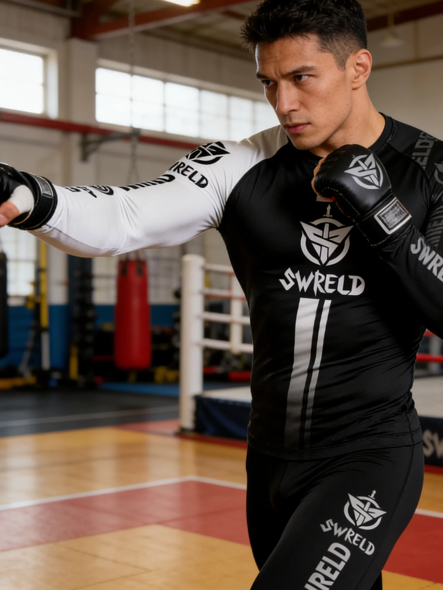 남성용 피트니스 농구 트레이닝복 긴팔 타이트 바디 MMA 격투 퀵 드라이 고탄력 땀 흡수 스포츠웨어