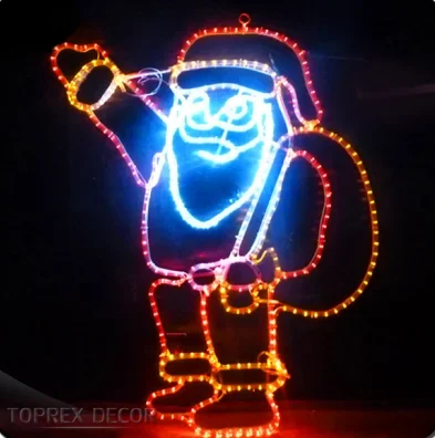 

Outdoor Waterproof Effects Can Be Customized Led 2D Santa Claus Riding Animated Christmas Motif Rope Light Santa Claus