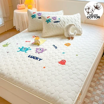 Protège-matelas matelassé de qualité supérieure, anti-favorable, serviette brodée, confortable respirant pour une nuit de sommeil confortable 1