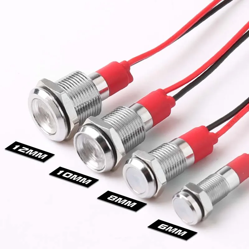 ตัวเลือกสินค้า ไฟ LED โลหะทนทาน ขนาด 6-12 มม. สีสดใส สายกันน้ำ
