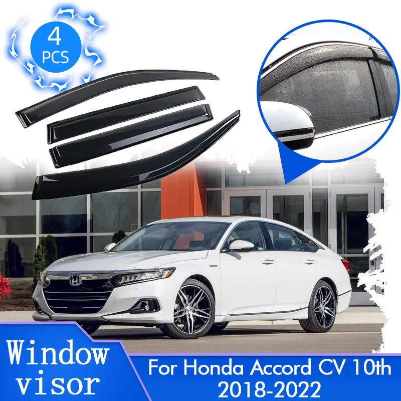 Para 18-22 10º Honda Accord JDM Negro Borde Tintado Humo Ventana Visera