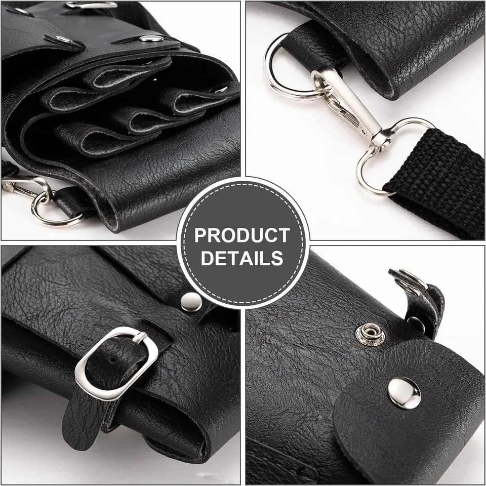 Fondina Da Parrucchiere Marsupio Cintura Forbici Cesoie Nero 21x19x4cm - Foto 7