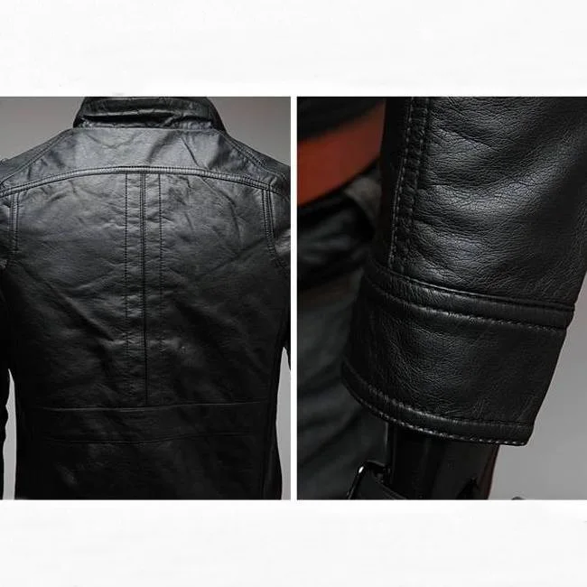 PU Jacket Vintage Retro Youth Moto Coats  Faux Leather Motorcycle Windproof Outerwear Gentlemen Cavalier Clothing Men Streetwear