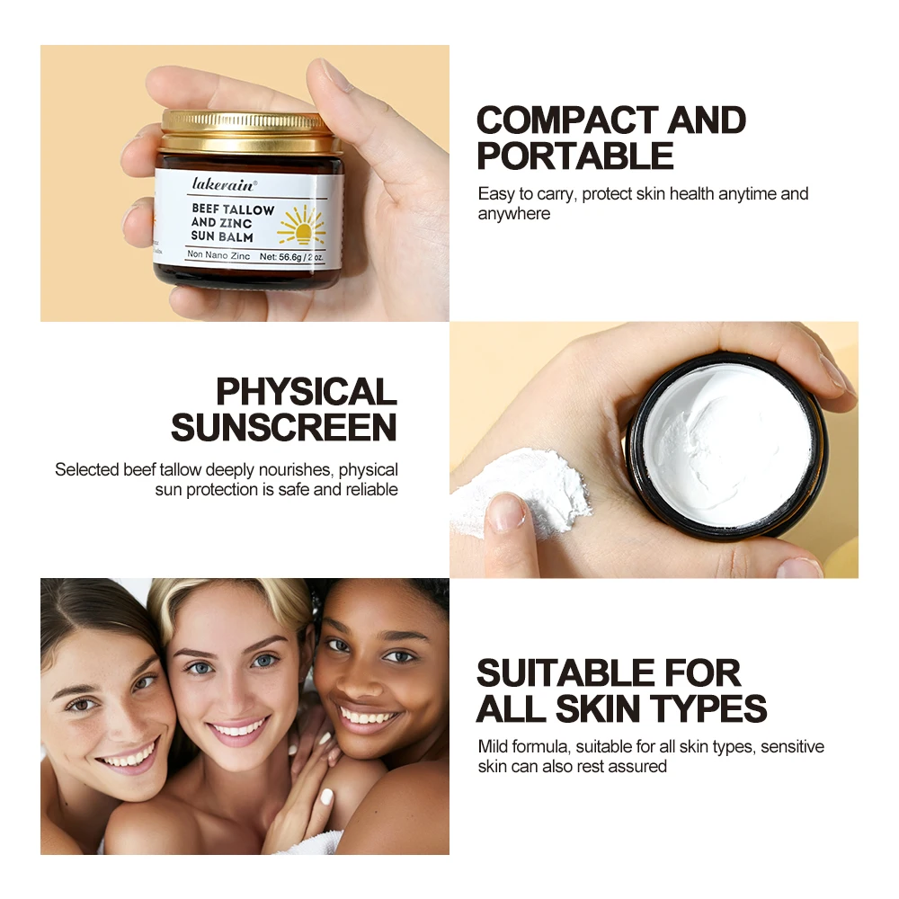 Large Capacity Filling Sunscreen Beef Tallow And Zinc Sun Balm Moisturizing Water Resistant Skin Sun Protection Protects Calms 3