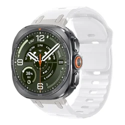 Metal and Silicone Sport Breathable Watch Band Bracelet - Galaxy Ultra (2025) (White)