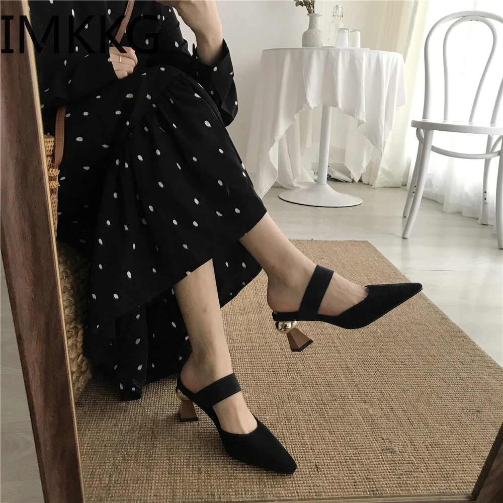 Sandalias sin cordones con punta estrecha para mujer, zapatos de vestir de tacón alto, sexys, de color negro, para y 2022| | AliExpress