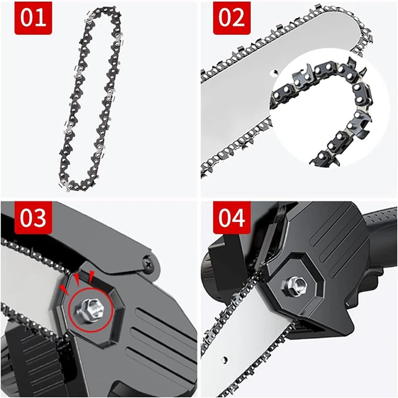 4Pcs Mini Chainsaw Chain 4 Inch Guide Saw Chain 1/4 LP Pitch, 28 Sections For Electric Protable Handheld Chain Saw Durable