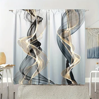 Geometric 3D Modern Curtain Set 1