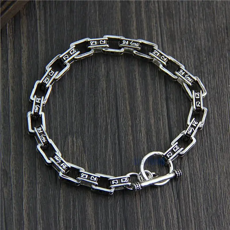 

Starfield Silver S925 Sterling Silver Six Words Mantra Coarse men's Personality Retro Thai Silver Jewelry