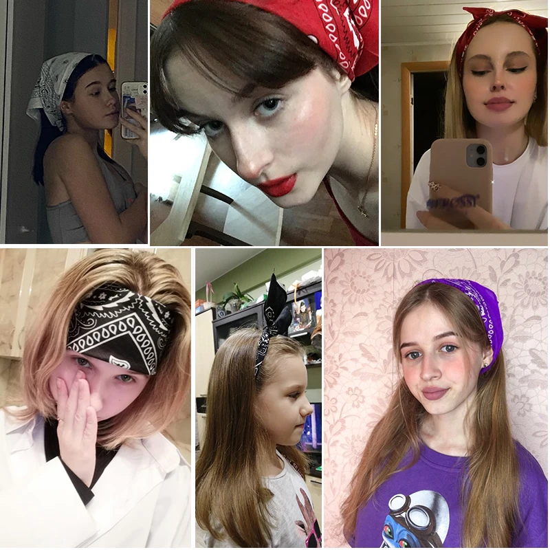 Headbands Cotton Print Bandana Head Scarf Headwraps Women Designer Headwear Double Sided Head Wrap Men Masks Face Hijab Scarves