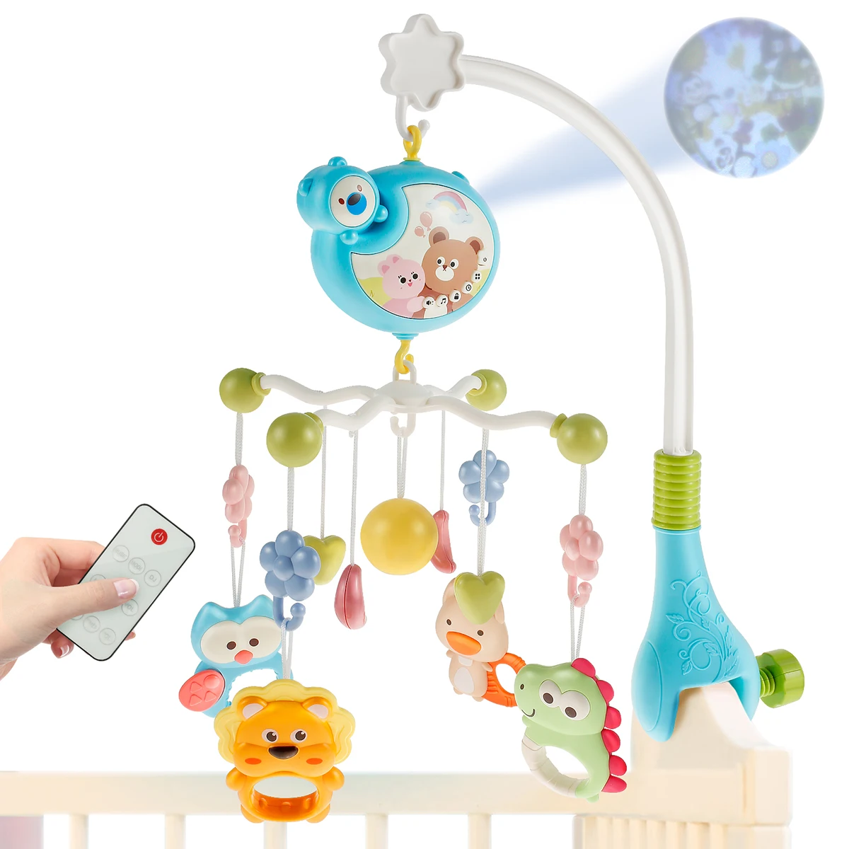 Baby-Crib-Mobile-Rattle-Toy-Musical-Projector-Night-Light-Bedside-Bell ...