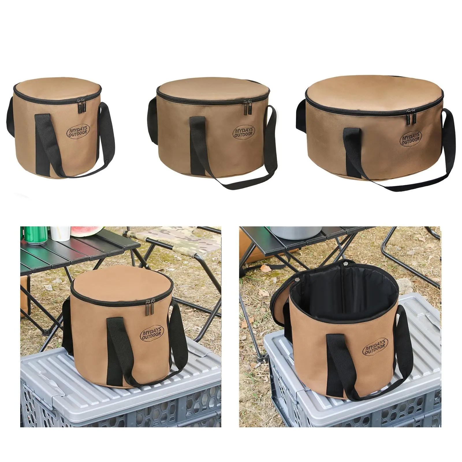 Oxford Cloth Camping Pot Storage Bag Waterproof Round Multifunctional Soft Lining