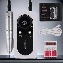 High-Speed Rechargeable Electric Nail Drill with USB Connector - Efficient Manicure Sander, Low Noise (45000RPM White)