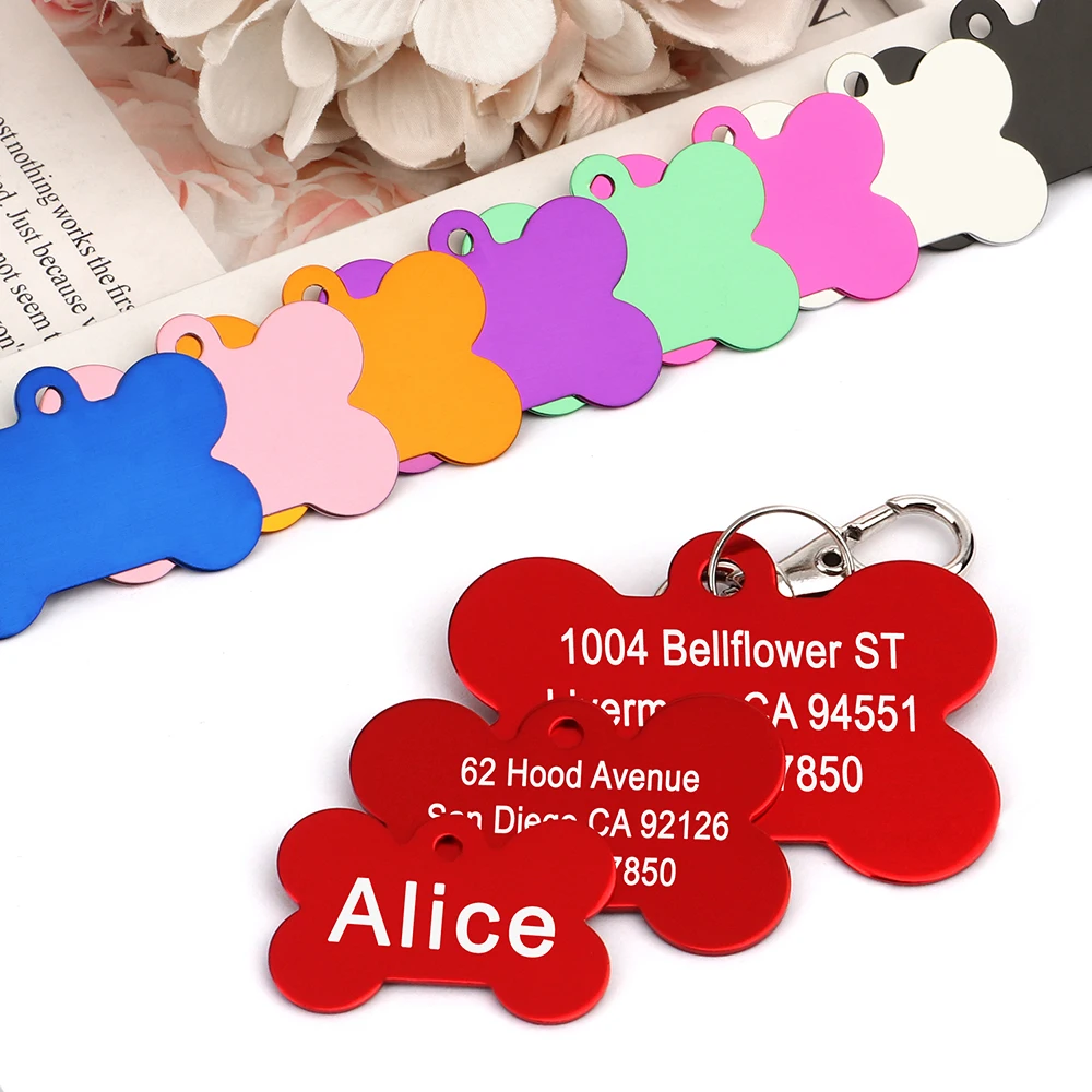 Bone Shaped Pet ID Tag Personalized Dog Cat Name Tags Anti-lost Free Engraving Collar Pendant Bone for Small Medium Large Pet - Imagen 4