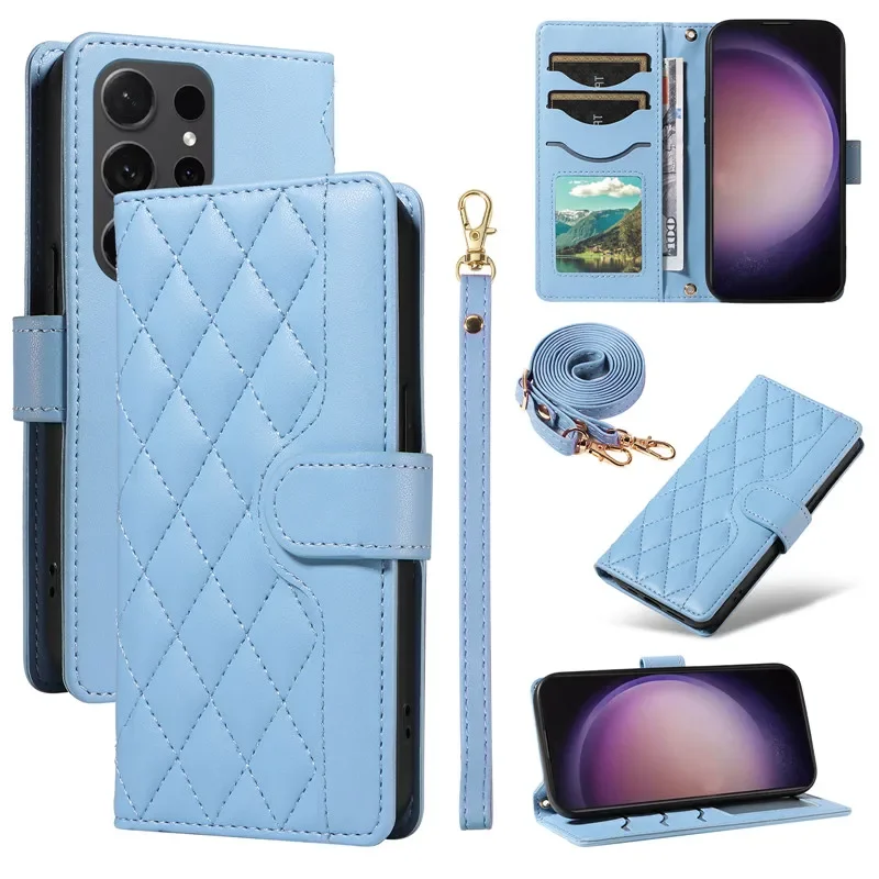 Leather Lanyard Wallet Crossbody Flip Phone Case