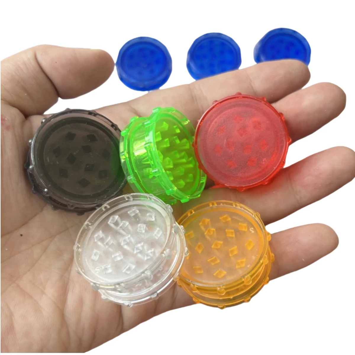 48Pcs/Pack Grinder Dia 30MM 2Layers Mini Plastic Pepper Mill Spice Crusher Smoking Tobacco Tool Accessories Mixed Color,herb grinder,smoking accessories,tobacco smoking accessories,tobacco grinder,manual spice grinder