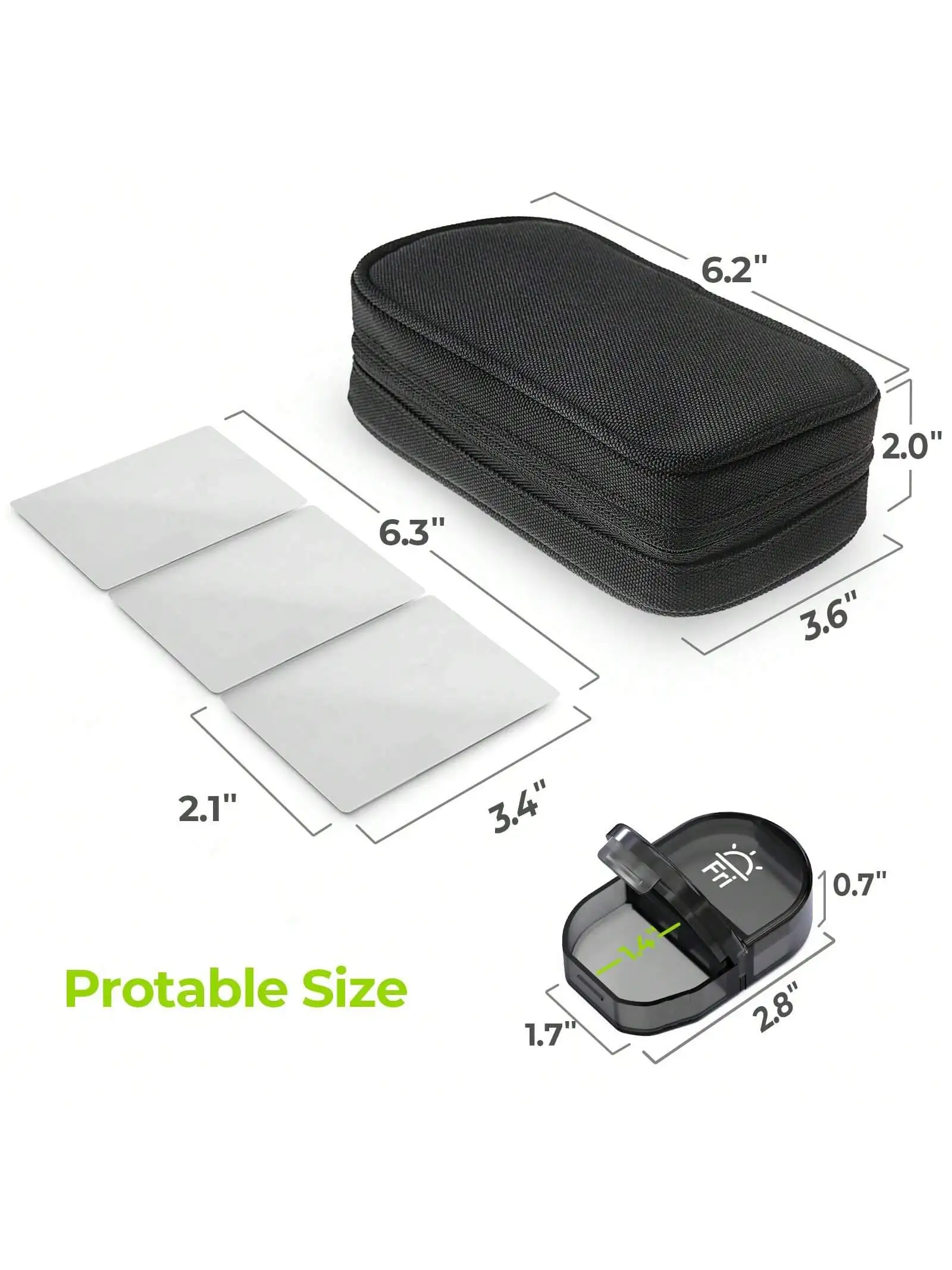 Travel Canvas Bag Pill Organizer with Large AM/PM Weekly Compartments - Portable 7-Day Case with Black Zipper Pouch