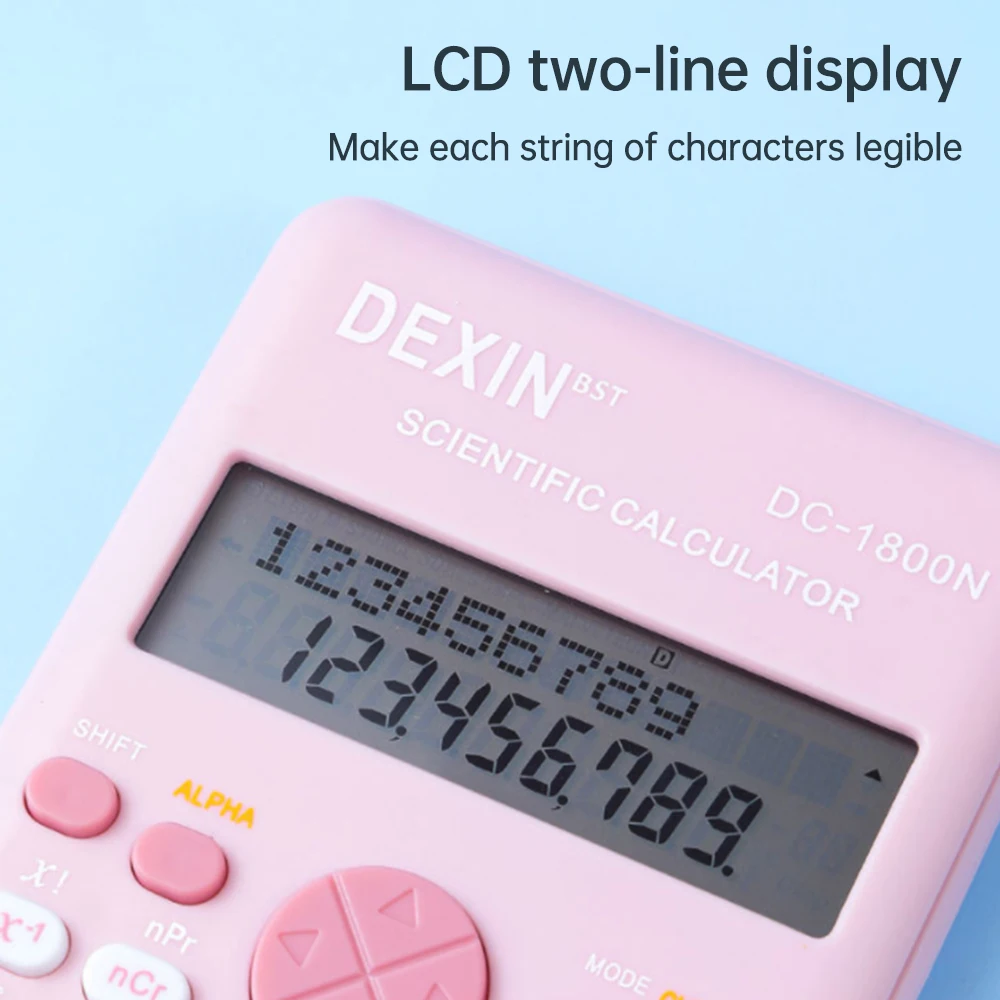 미니 과학용 계산기 핑크색 수학 계산기 240가지 다기능 계산기 2줄 LCD 디스플레이 사무실용으로 이상적