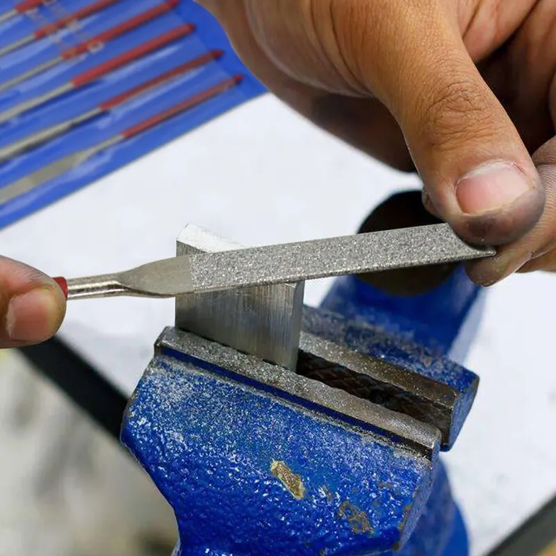 금속 보석상용 다이아몬드 파일, 돌 연마, 나무 조각 공예, 더블 컷 도금 바늘 파일 세트, 3x140mm 수공구, 10 개