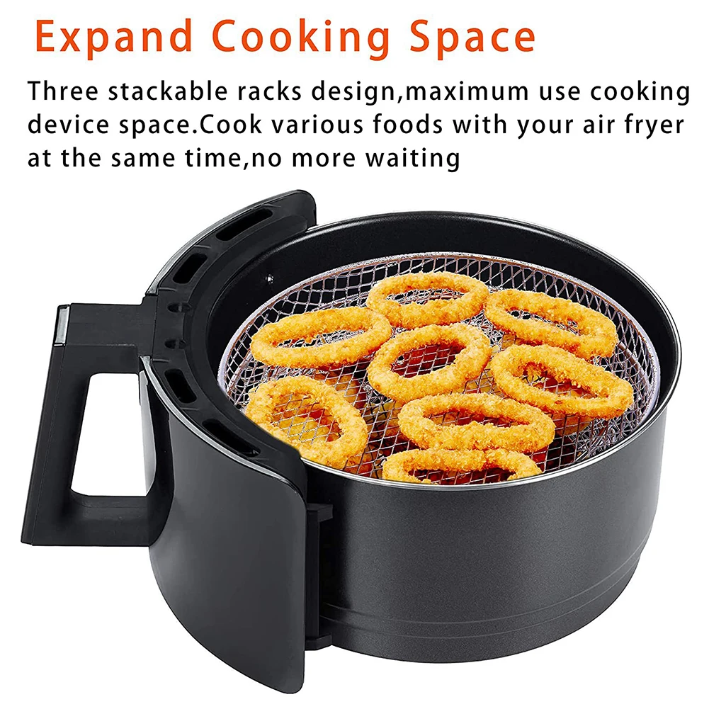 Roasting Rack 3-layers Stackable Grid Air Fryer Holder Stainless Steel Anti-corrosion Family Baking Outdoor Camping Barbecue