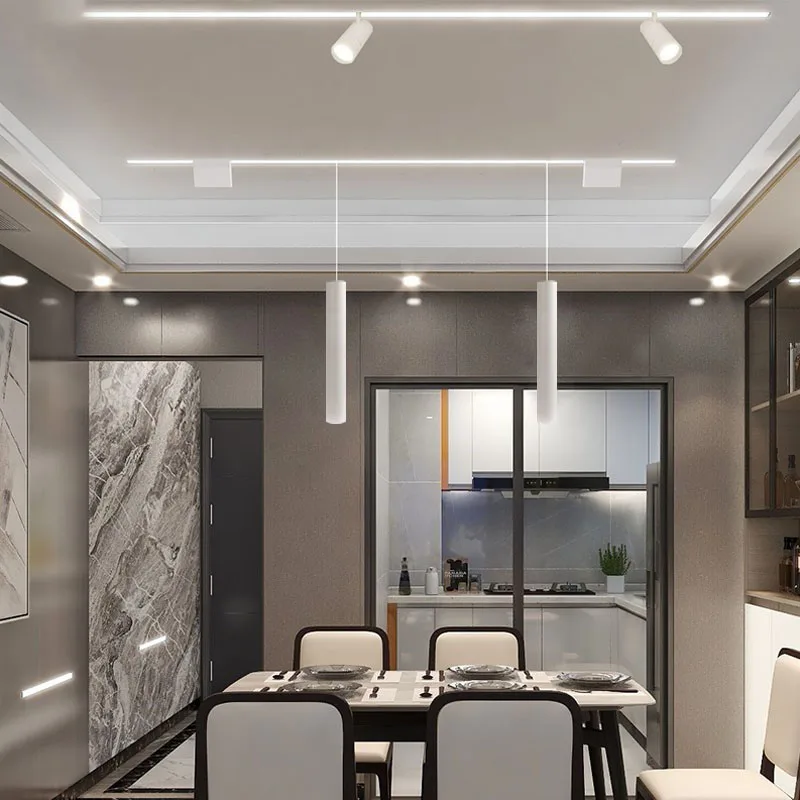 White Zigbee Magnetic Track Smart Lighting Grille Flood Lamp Embedded Flexible Linear Fixture Track Rail Ceiling Indoor Living 5