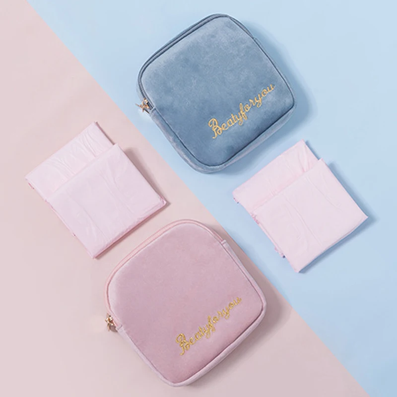 

2023 New Sanitary Napkin Storage Bag Fleece Pad Makeup Bag Coin Purse Jewelry Organizer Credit Card Pouch Case Tampon Packaging