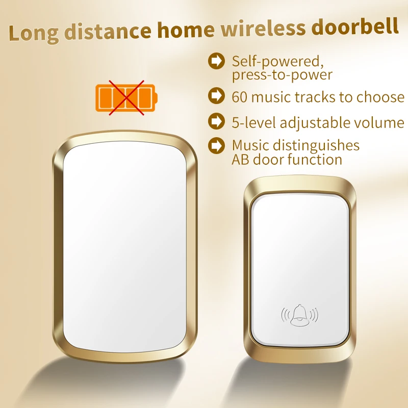 CACAZI Intelligent Home Waterproof Wireless Door Bell FA29 Pro Smart 150M Remote Control Outdoor 60 Chime Doorbell US EU UK Plug