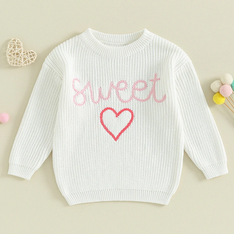 

Toddler Baby Girl Sweater Long Sleeve Embroidery Oversized Knit Pullover Tops Fall Winter Knitwear Clothes