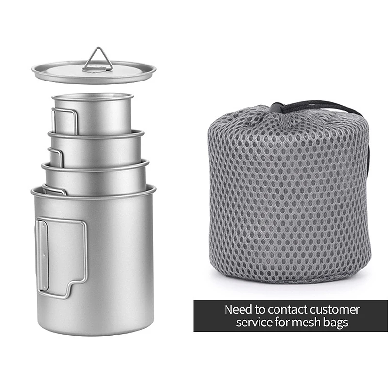 Titanium Cup Outdoor Portable Camping Picnic Water Cup Mug With Foldable Handle For Outdoor Camping Hiking 300ml/ 450ml /750ml 6