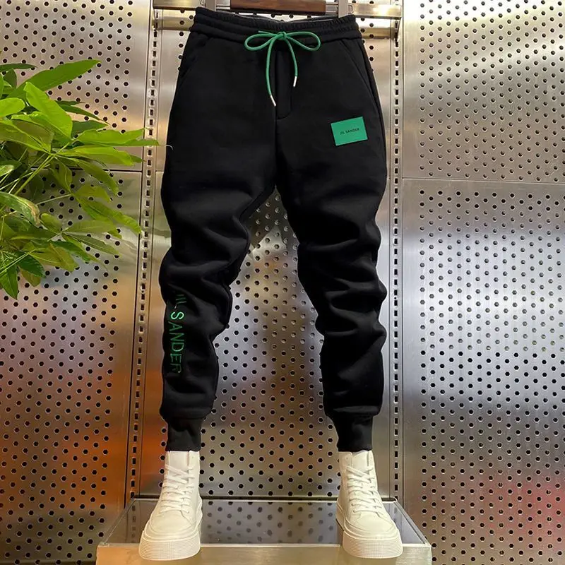 Track Pants Men 2022 Winter Sport Trousers Joggers Fleece Wool Baggy Pants Embroidery Letter Sweatpants Men Free Shipping