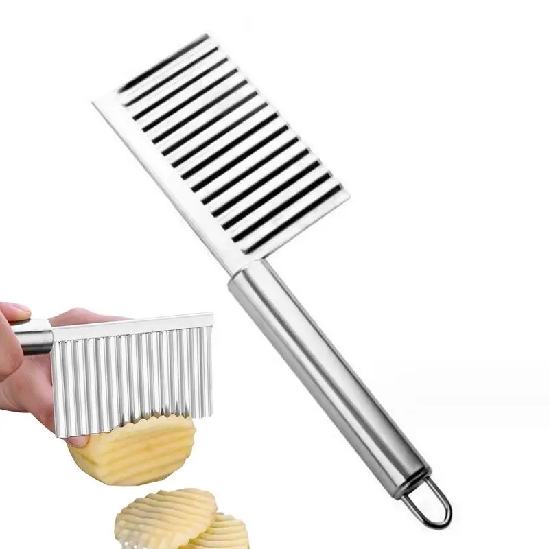 Stainless Steel Potato Chip Slicer Dough Vegetable Fruit Crinkle Wavy Kitchen Knife Cutter Chopper French Fry Maker Tools Gadget