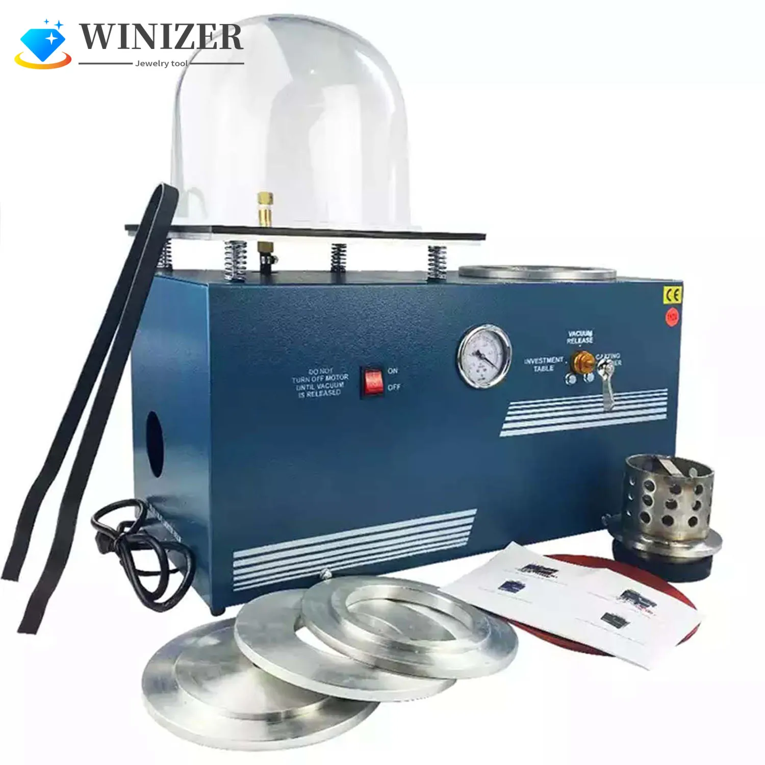 

2L Jewelry Lost Wax Cast 1/2 HP with Vacuum Pump Casting for Jewelry Casting Investing Machine Invested Flasks and Molds Tool