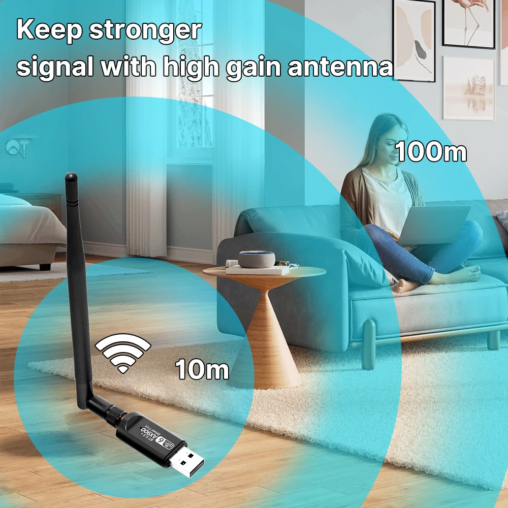 WiFi 6 AX900 BT5.3 USB WiFi 어댑터 2.4G/5GHz WiFi 동글 드라이브 프리 USB (PC 노트북 Win10/11용)