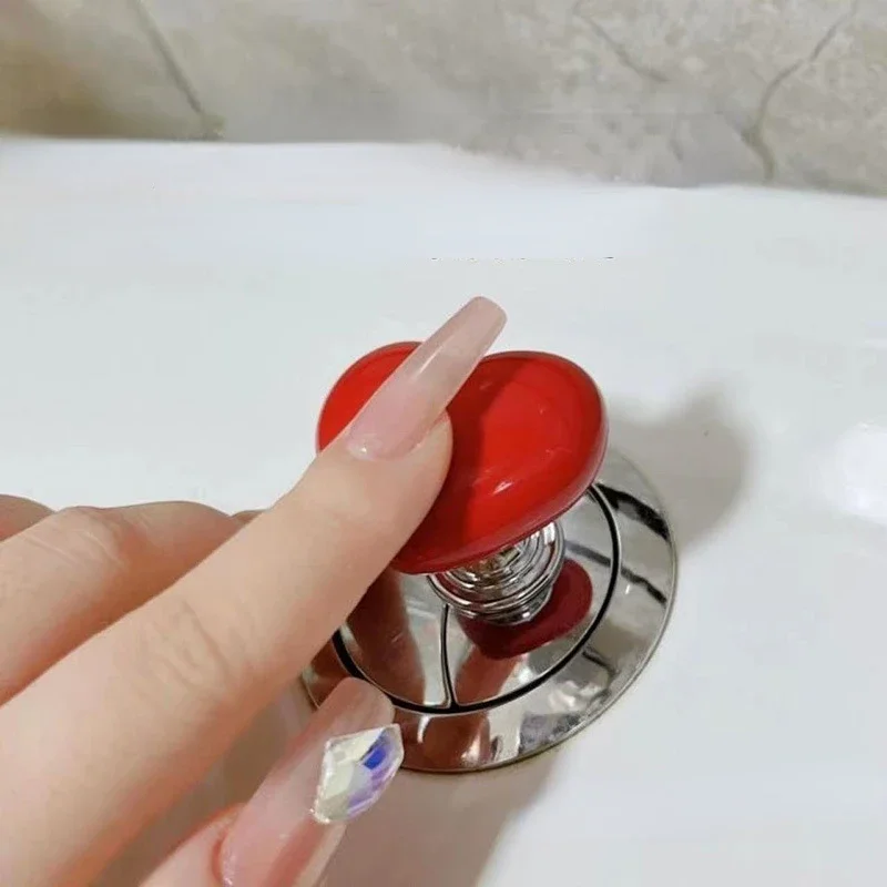 Handle Toilet Press Button Heart Shaped Press Tank Push Switch Toilet Bathing Room Decor Water Flush Button Home Tools