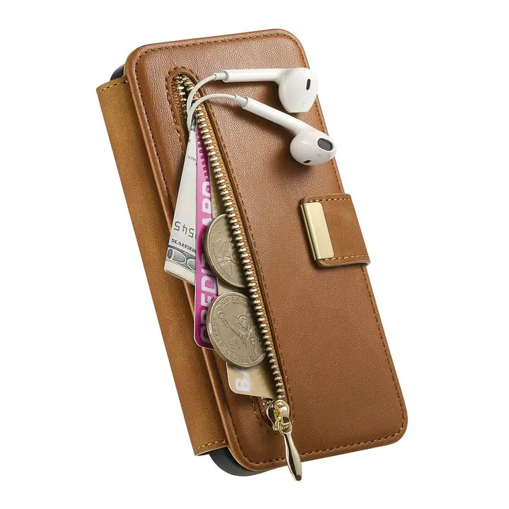 Detachable Leather Zipper Wallet Flip Case