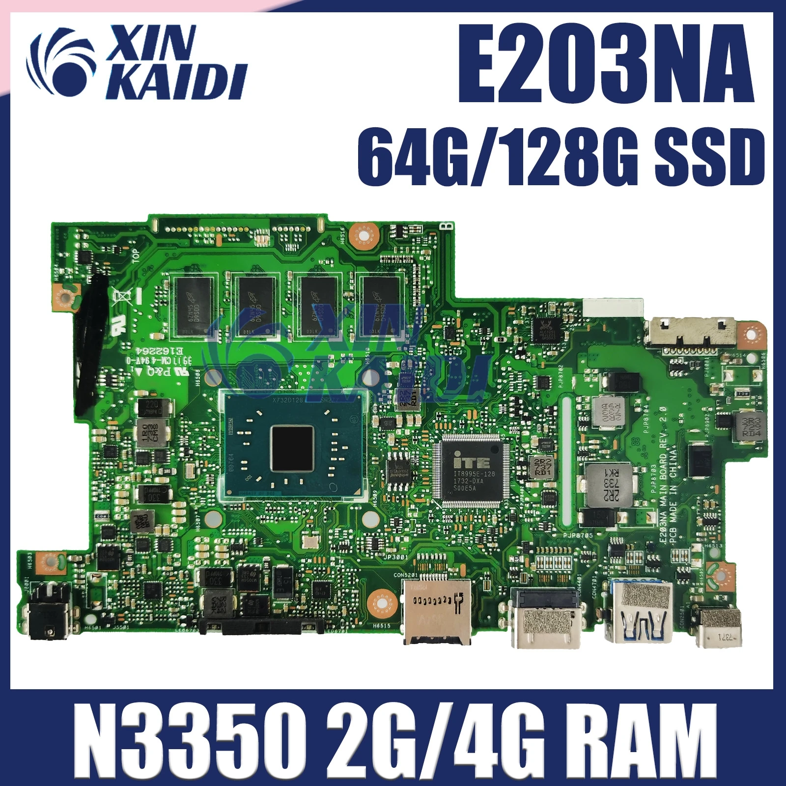E203NA MAINboard For ASUS VIVOBOOK E12 E203N REV 3.0 Laptop Motherboard with N3350 CPU 4GB-RAM OK 100% Test