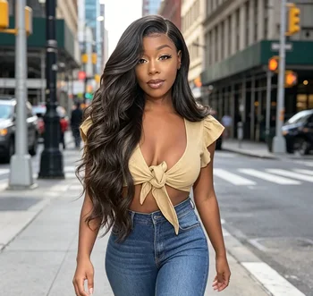 2026 Nuove Parrucche Sintetiche Body Wave 13*4 con Frontale in Pizzo, Parrucca Lunga Senza Colla con Attaccatura Naturale Pre-Rifinita e Baby Hair